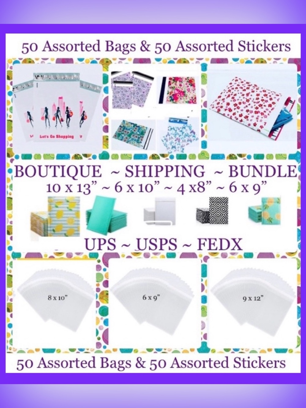Boutique Shipping Bag Bundle⭐️100pcs Set 💐🆕💐 50 TY Stickers 50 Assorted Bags